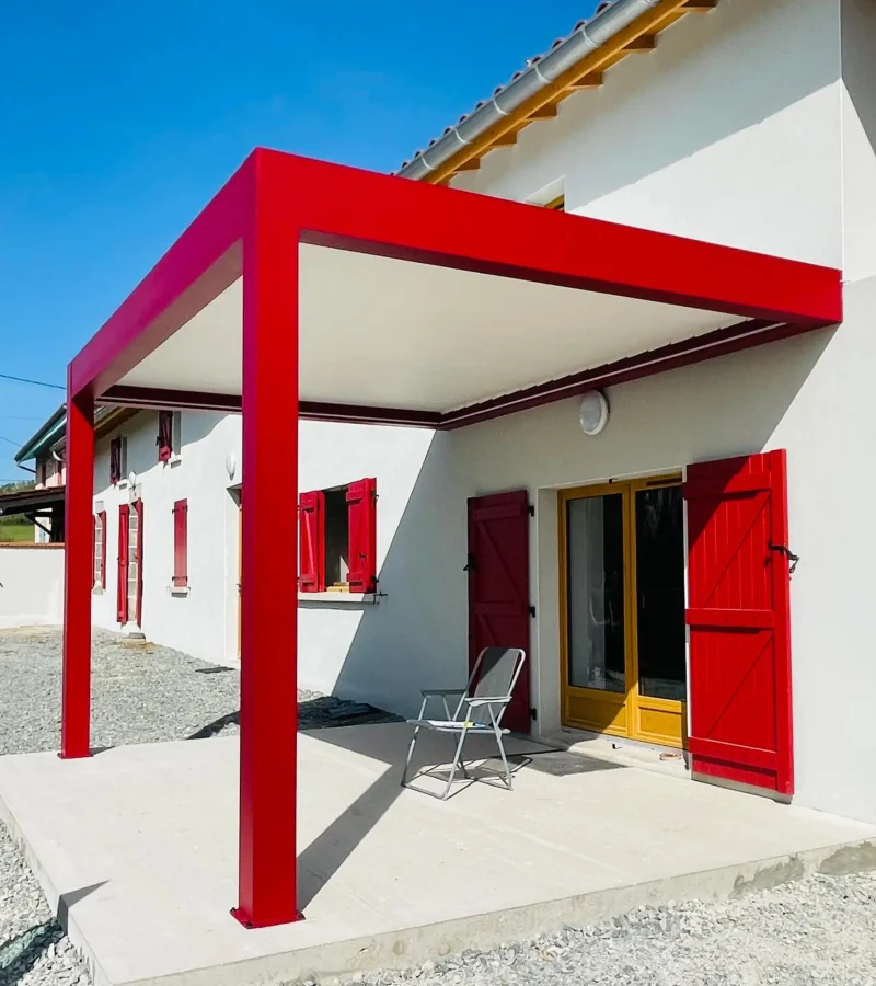 pergola rouge ciel auvergne menuiserie exterieure aigueperse pres de riom puy de dome auvergne