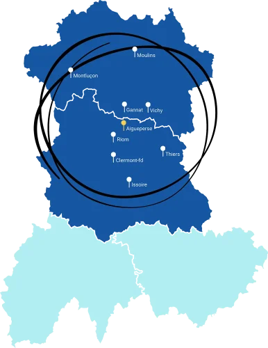 zones intervention menuiserie ciel d'auvergne riom aigueperse vichy gannat montluçon thiers